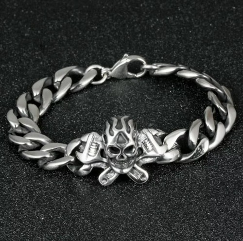 Bracciale uomo teschio fiamme - uomo,